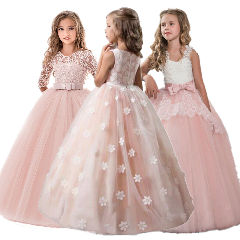 Flower Full Length Evening Gown For Girls
