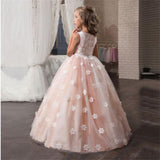 Flower Full Length Evening Gown For Girls